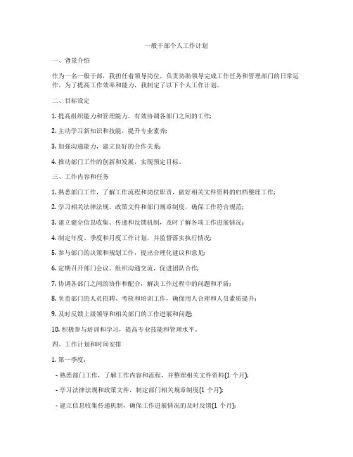 一般干部个人工作计划
