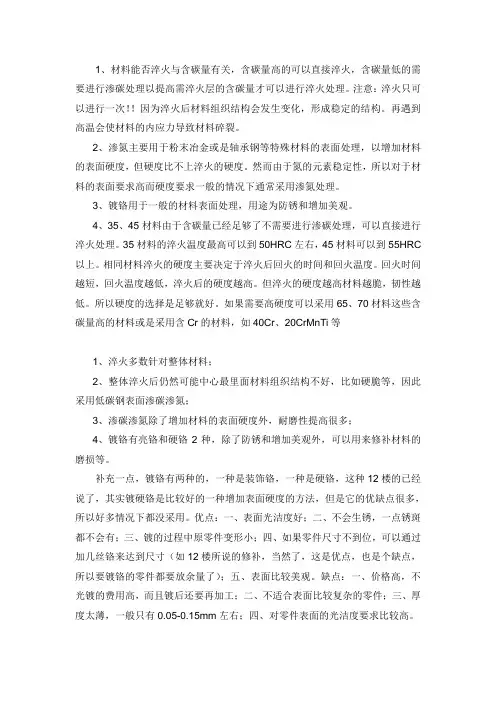 淬火、渗氮、镀铬