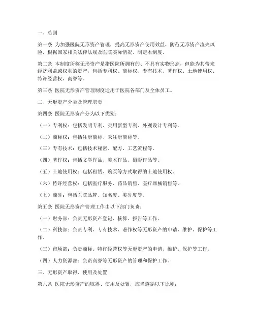 医院无形资产管理制度范文