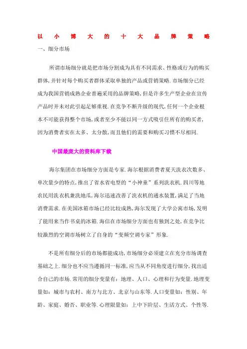 以小博大的十大品牌策略