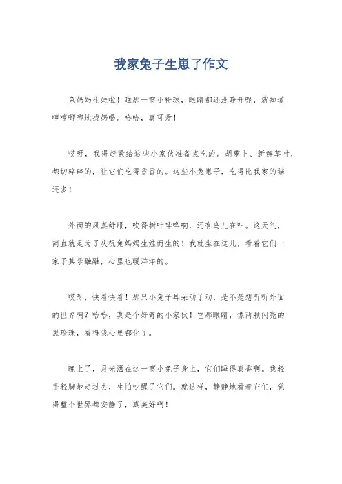 我家兔子生崽了作文