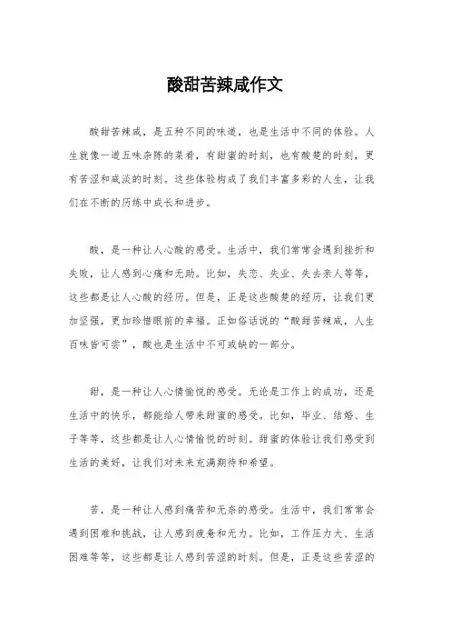 酸甜苦辣咸作文