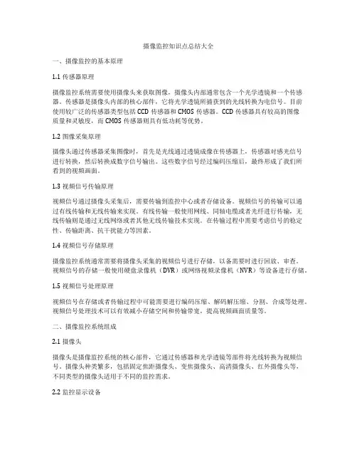 摄像监控知识点总结大全