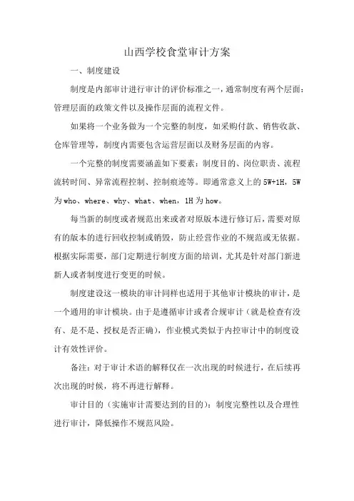山西学校食堂审计方案