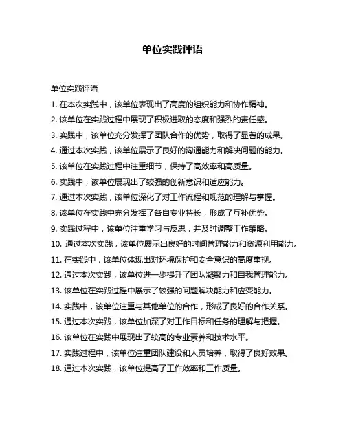 单位实践评语