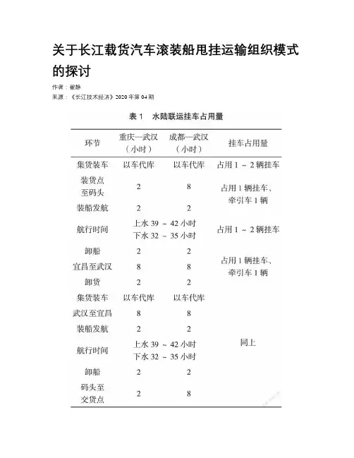 关于长江载货汽车滚装船甩挂运输组织模式的探讨