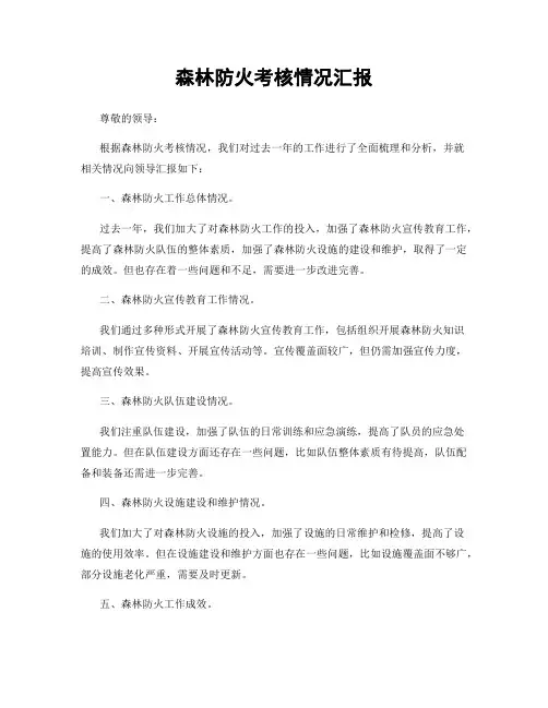 森林防火考核情况汇报