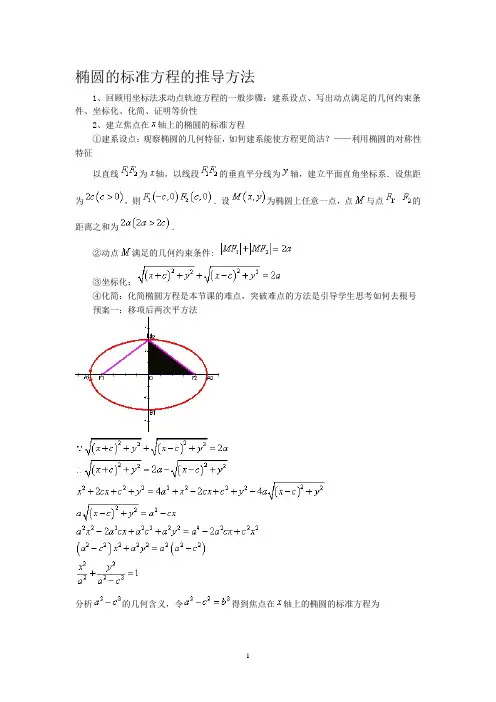 椭圆的标准方程的推导方法