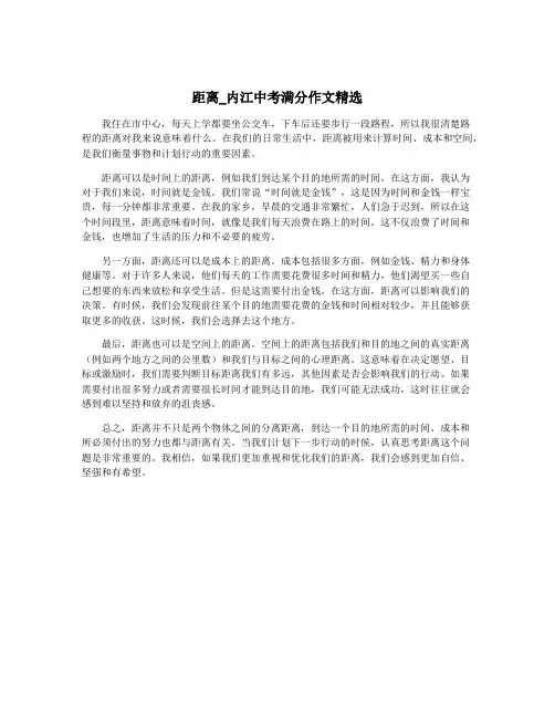 距离_内江中考满分作文精选