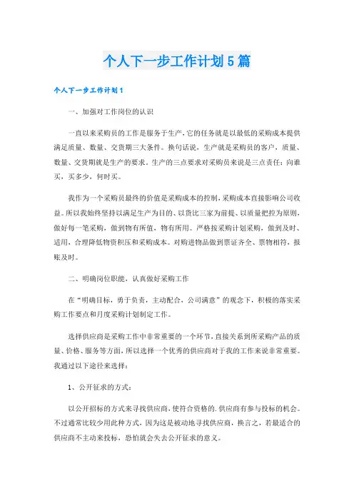 个人下一步工作计划5篇