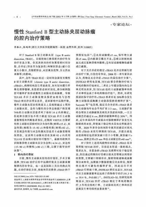 慢性Stanford B型主动脉夹层动脉瘤的腔内治疗策略