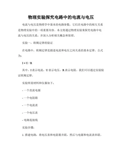 物理实验探究电路中的电流与电压