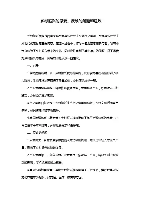 乡村振兴的感受、反映的问题和建议