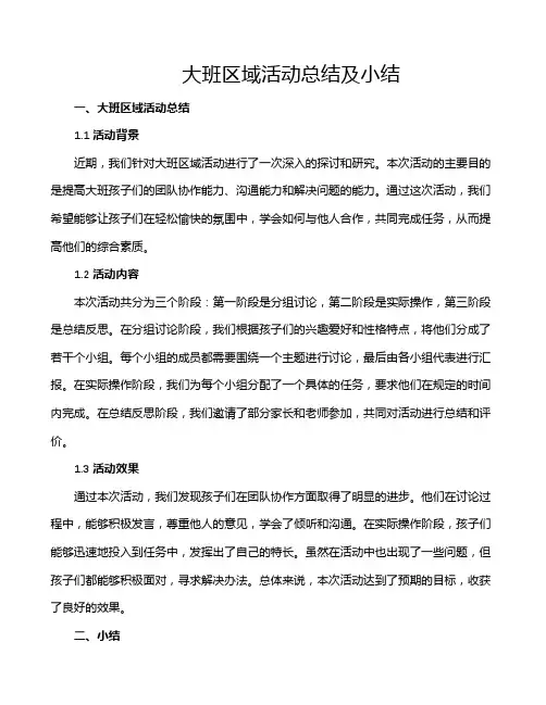 大班区域活动总结及小结