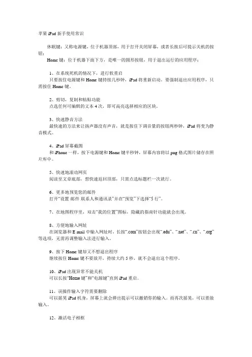 苹果iPad新手使用常识