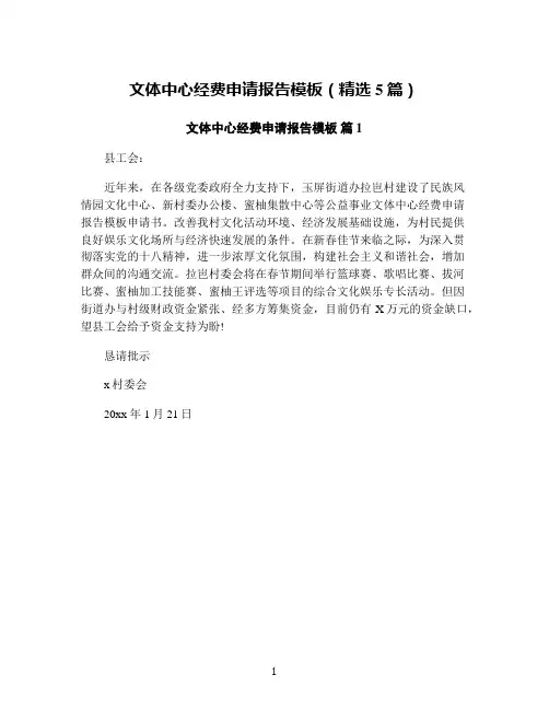 文体中心经费申请报告模板(精选5篇)
