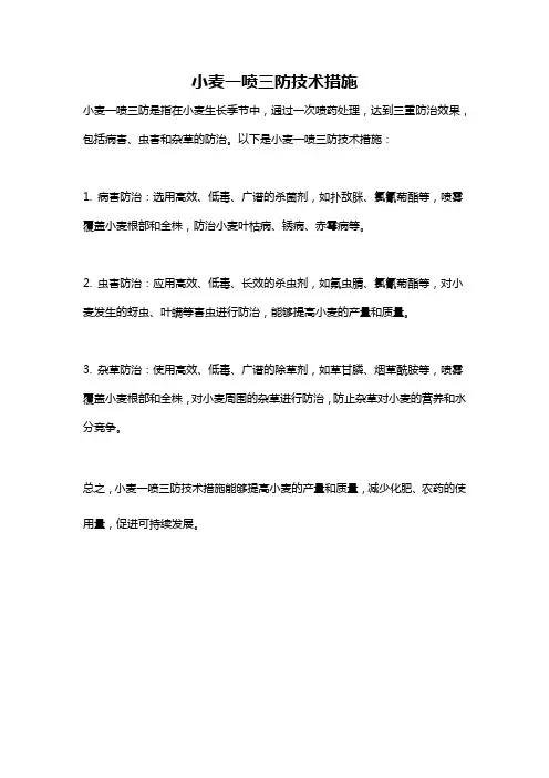 小麦一喷三防技术措施