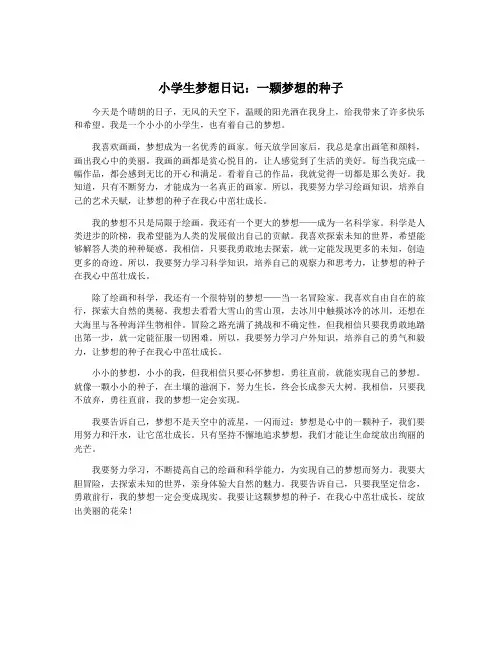 小学生梦想日记：一颗梦想的种子