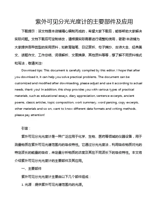 紫外可见分光光度计的主要部件及应用