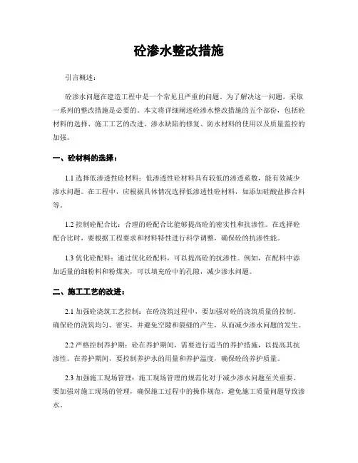 砼渗水整改措施