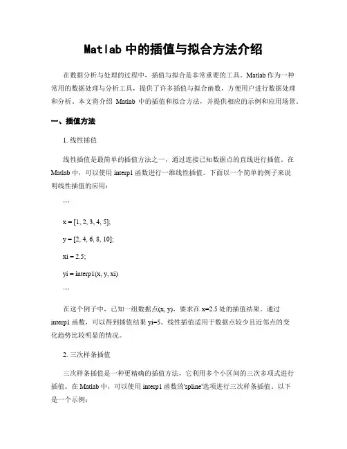 Matlab中的插值与拟合方法介绍