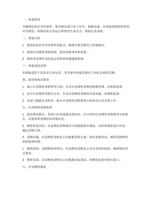 医院应急物资采购应急预案