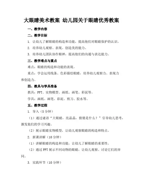 大眼睛美术教案幼儿园关于眼睛优秀教案