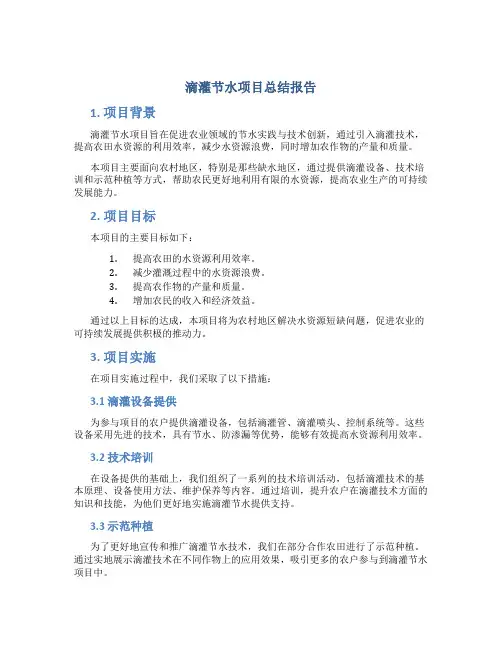 滴灌节水项目总结报告