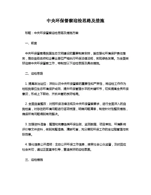 中央环保督察迎检思路及措施