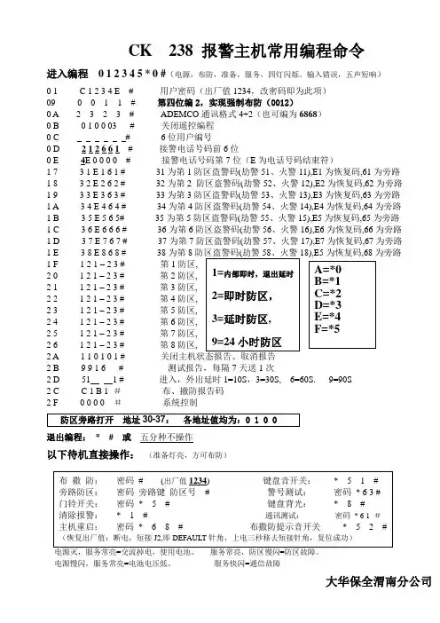 CK238报警主机编程命令(1)