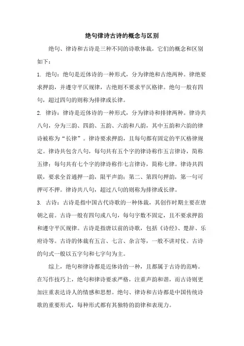 绝句律诗古诗的概念与区别