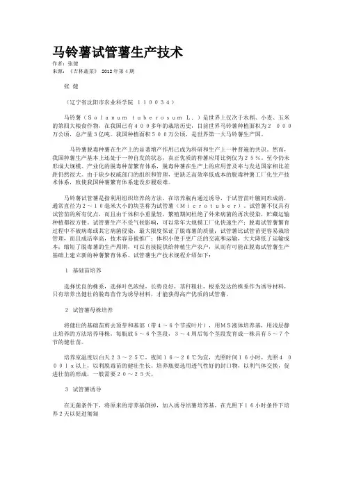 马铃薯试管薯生产技术