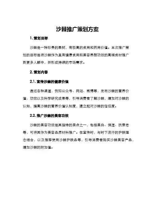 沙棘推广策划方案