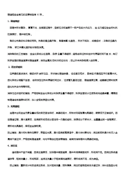 铸造铝合金的常见缺陷及应对方法【标准版】