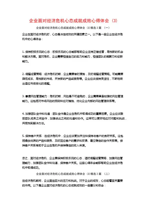 企业面对经济危机心态成就成败心得体会2篇