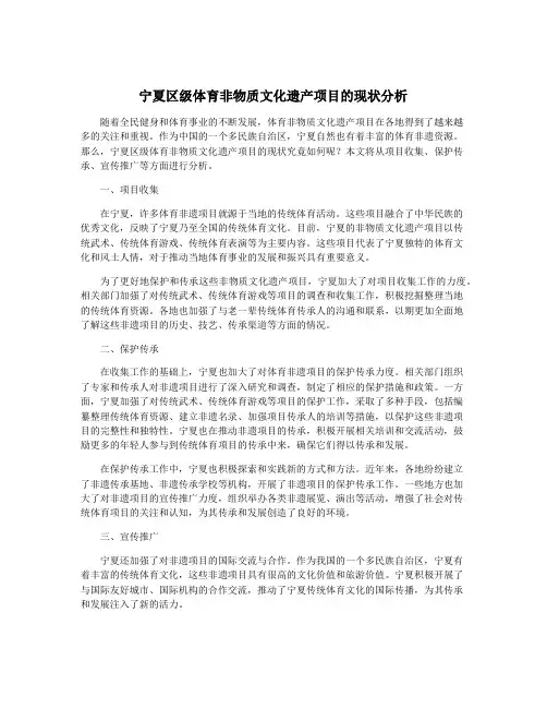 宁夏区级体育非物质文化遗产项目的现状分析