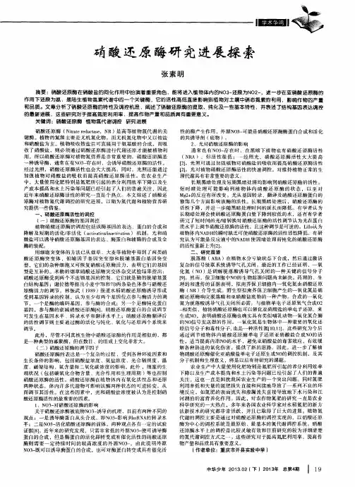 硝酸还原酶研究进展探索
