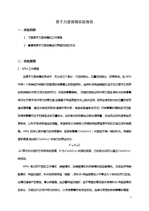 南京大学-原子力显微镜实验报告