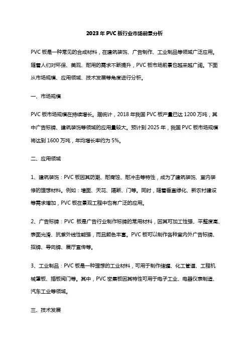 2023年PVC板行业市场前景分析