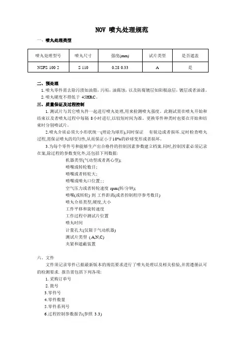 喷丸处理规范