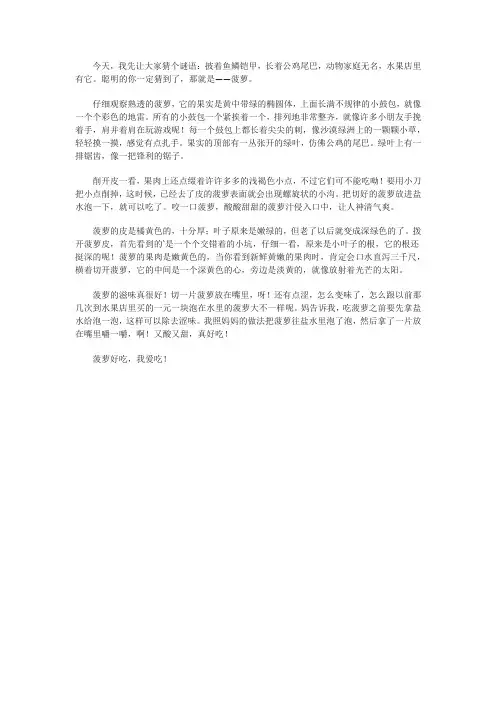 菠萝作文200