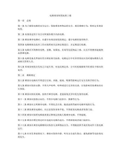 电梯规章制度标准上墙