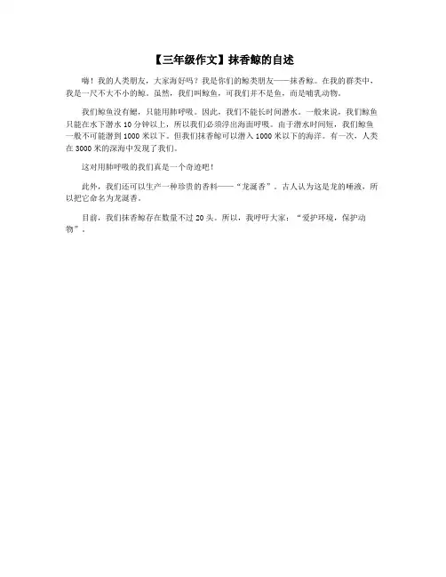 【三年级作文】抹香鲸的自述