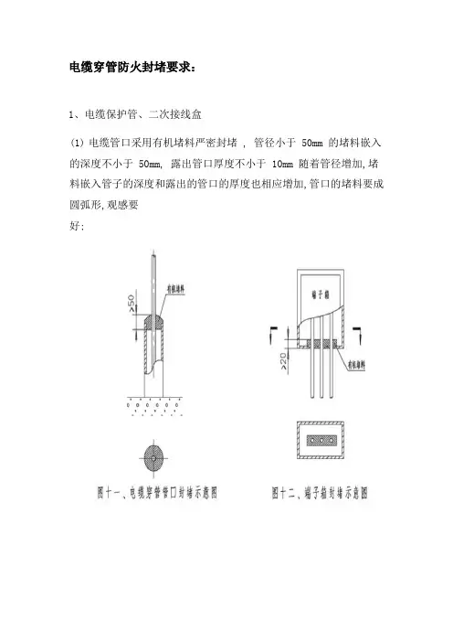 电缆穿管防火封堵要求