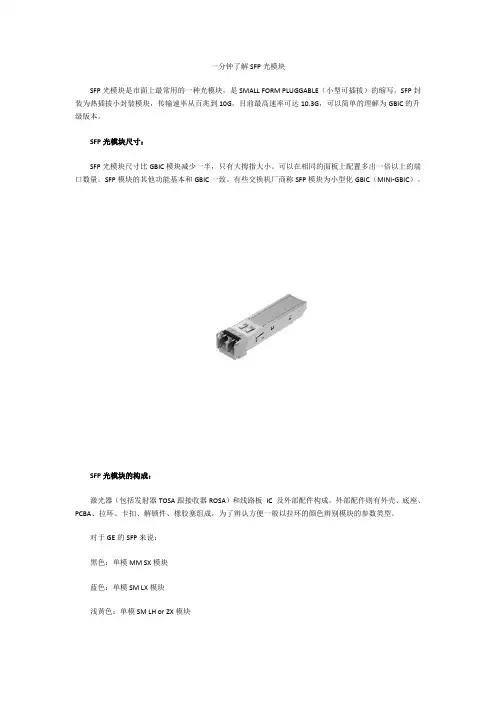 一分钟了解SFP光模块