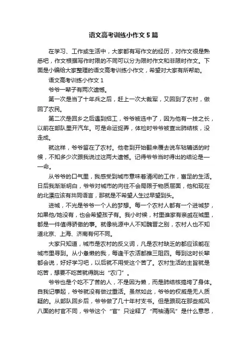 语文高考训练小作文5篇