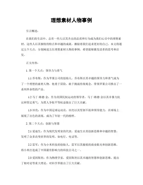 理想素材人物事例