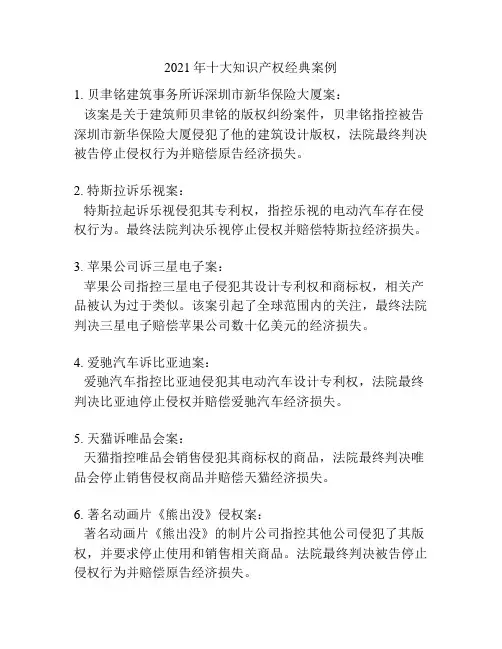 2021年十大知识产权经典案例
