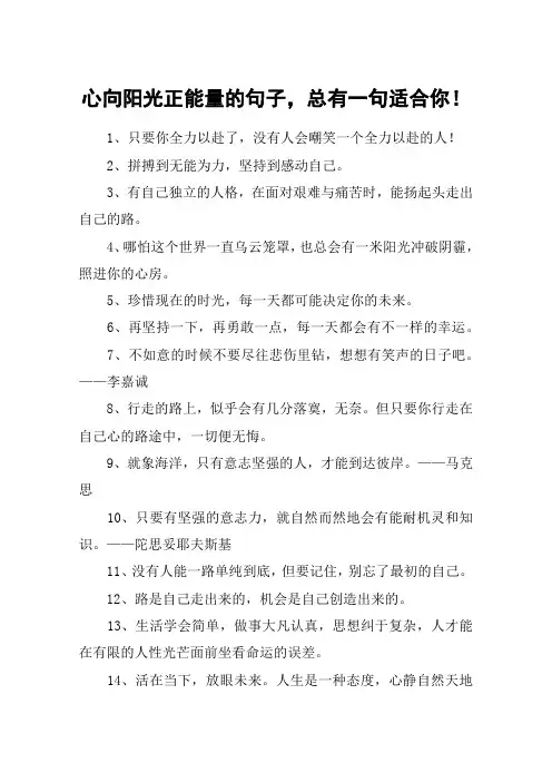 心向阳光正能量的句子,总有一句适合你!