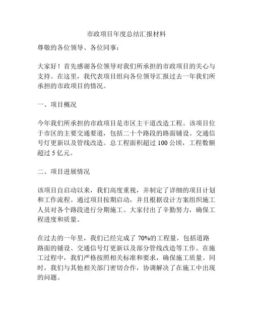 市政项目年度总结汇报材料